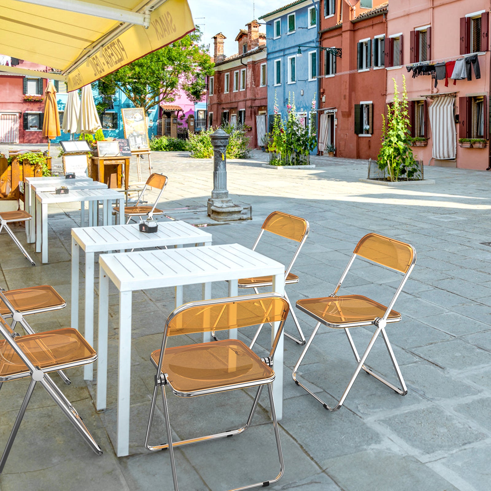 2pcs Foldable Patio Plastic Folding Chairs
